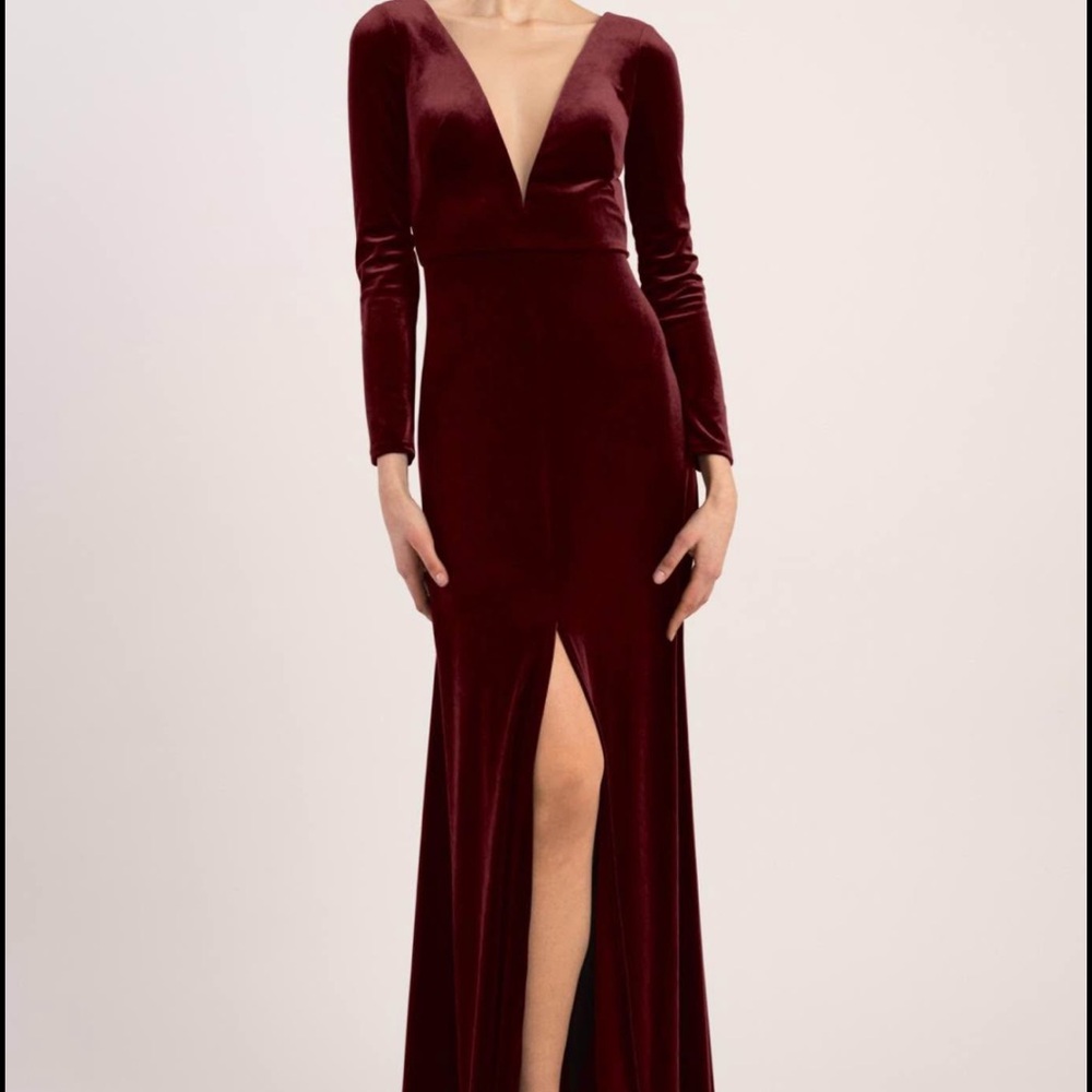 Jenny Yoo Velvet Bridesmaid Dress in Dark Berry